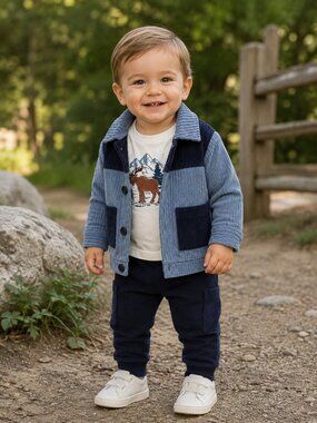 NWT Baby Essentials 3 Piece Baby Boy Winter Outfit Coat Shirt Pants 12M